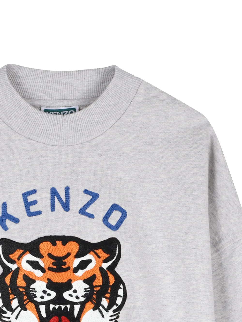 Kenzo Kids Sweater met geborduurde tijgerkop Grijs