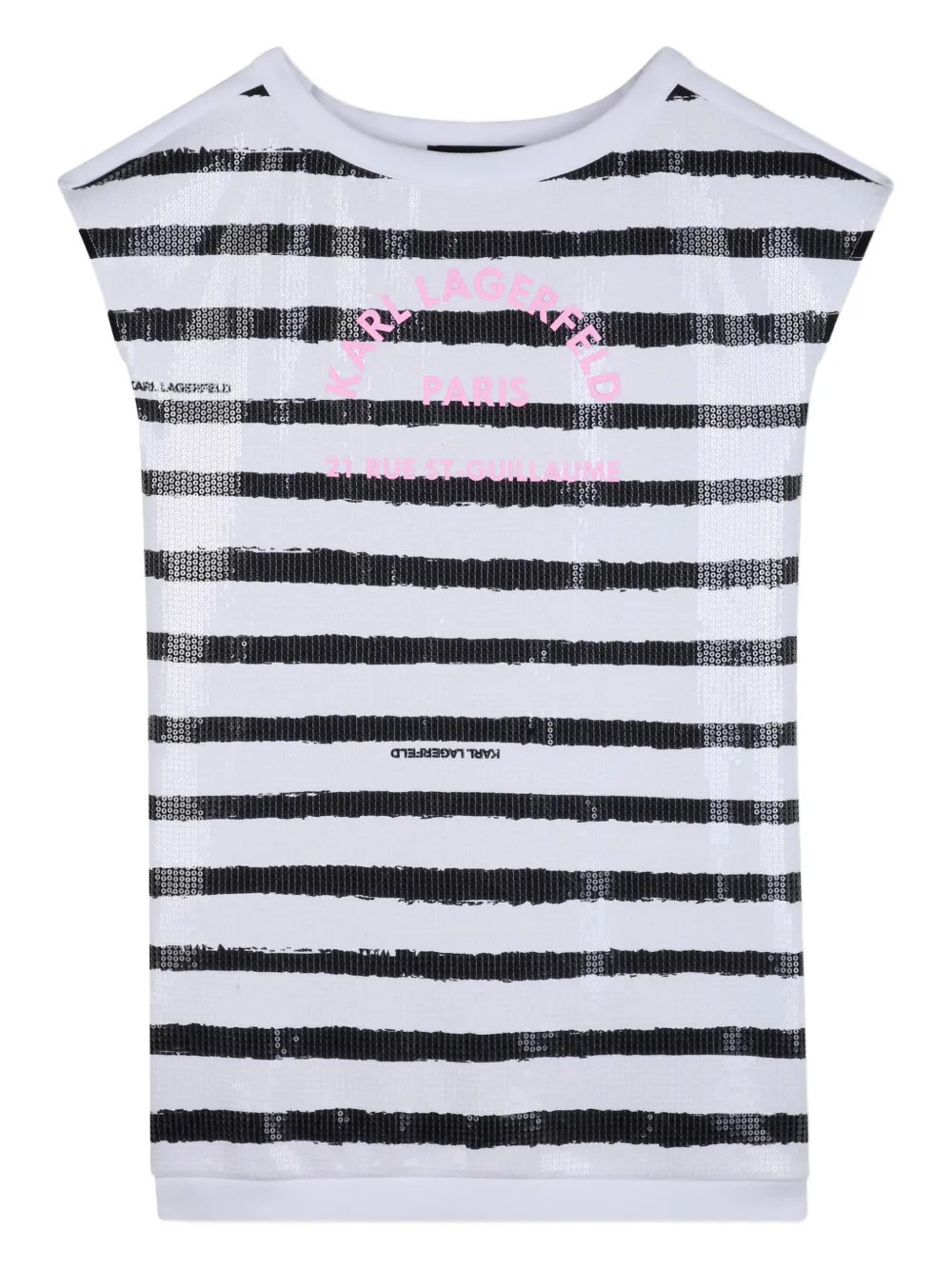 Karl Lagerfeld Kids Abito a righe con paillettes - Bianco