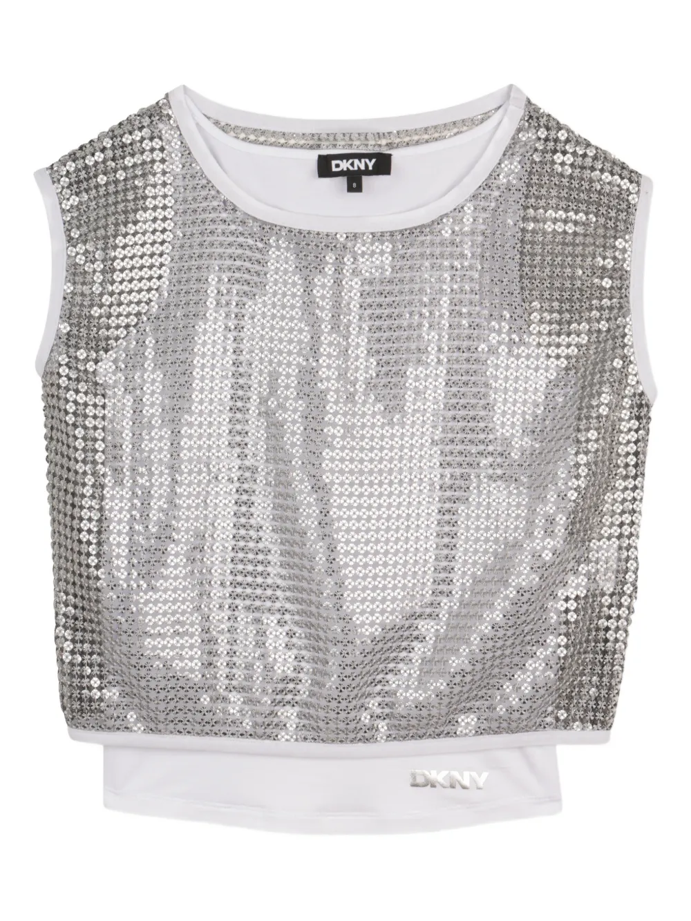  Dkny Kids Sequin-embellished Top - Silver 