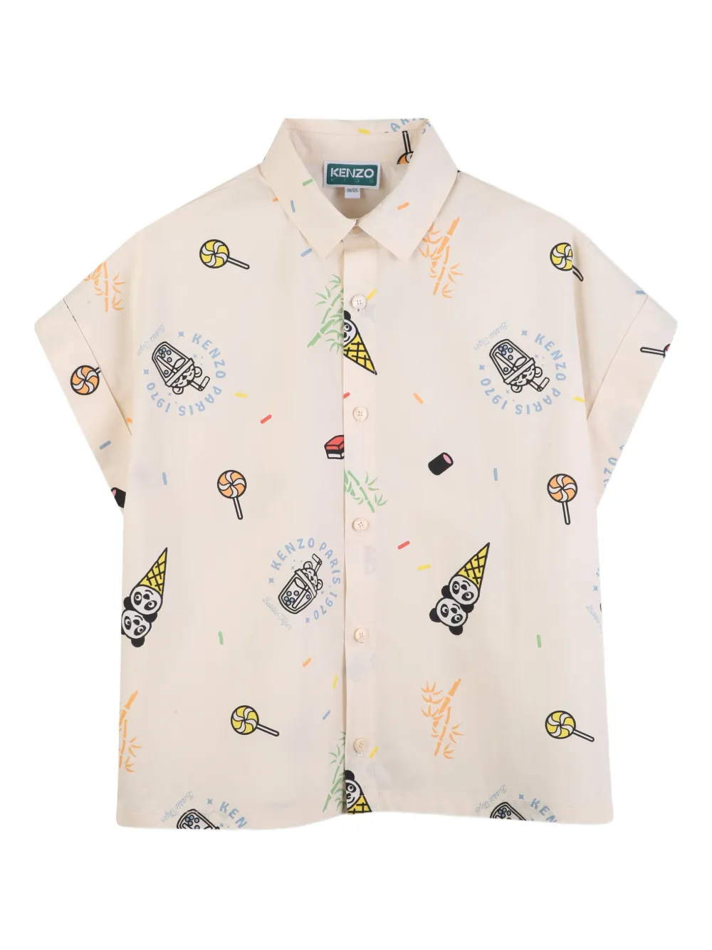 Kenzo Kids all-over-print shirt - Neutrals