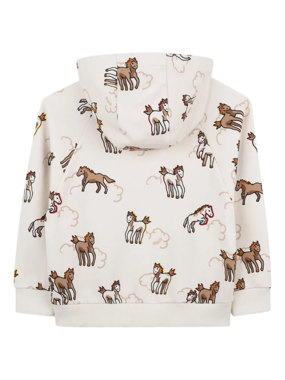 Kenzo Kids Hoodie met paardenpatroon Beige