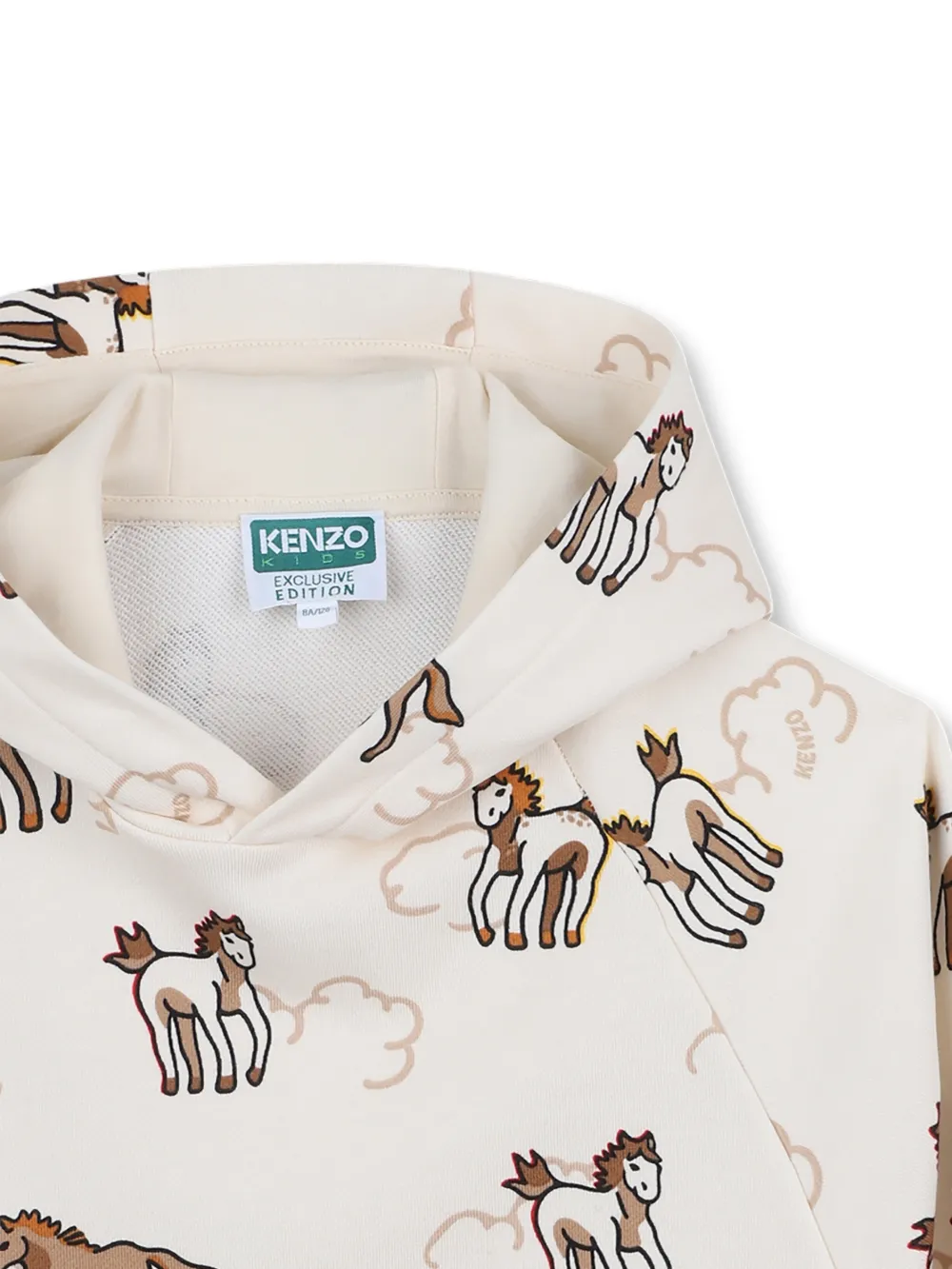 Kenzo Kids Hoodie met paardenpatroon Beige