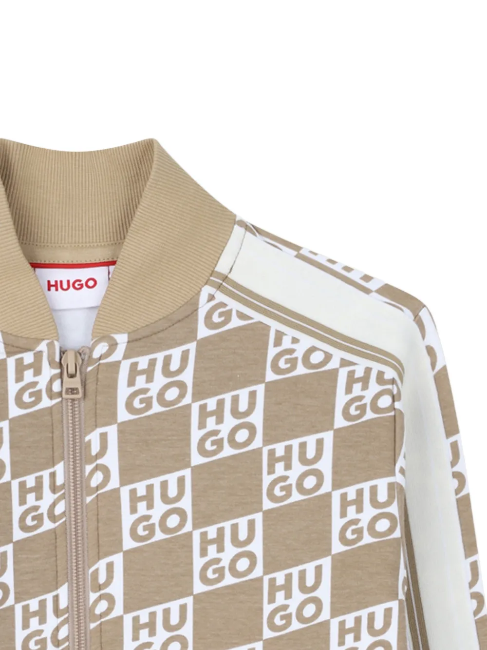  Hugo Kids Zip-up Printed Cardigan - Neutrals 