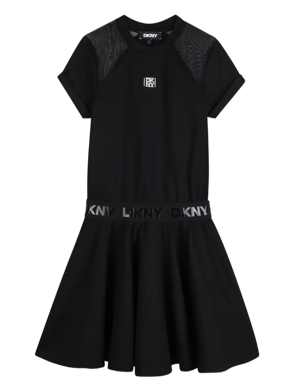 Dkny Kids mesh-panel A-line dress - Nero