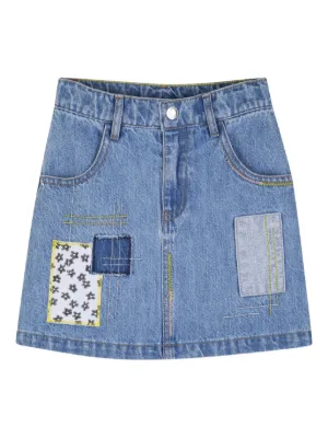 Dolce & Gabbana Kids rose-embroidered Denim Skirt | Blue | FARFETCH