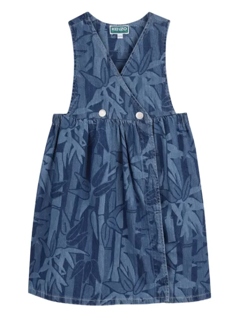 Kenzo Kids vestido de mezclilla con follaje estampado
