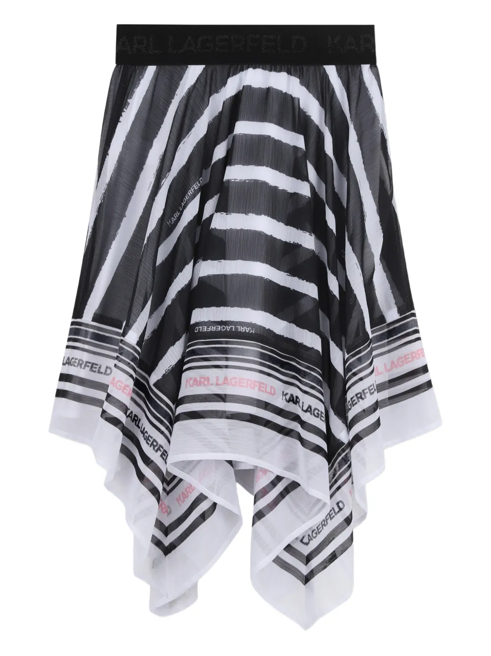 Karl Lagerfeld Kids Gonna asimmetrica a righe - Nero