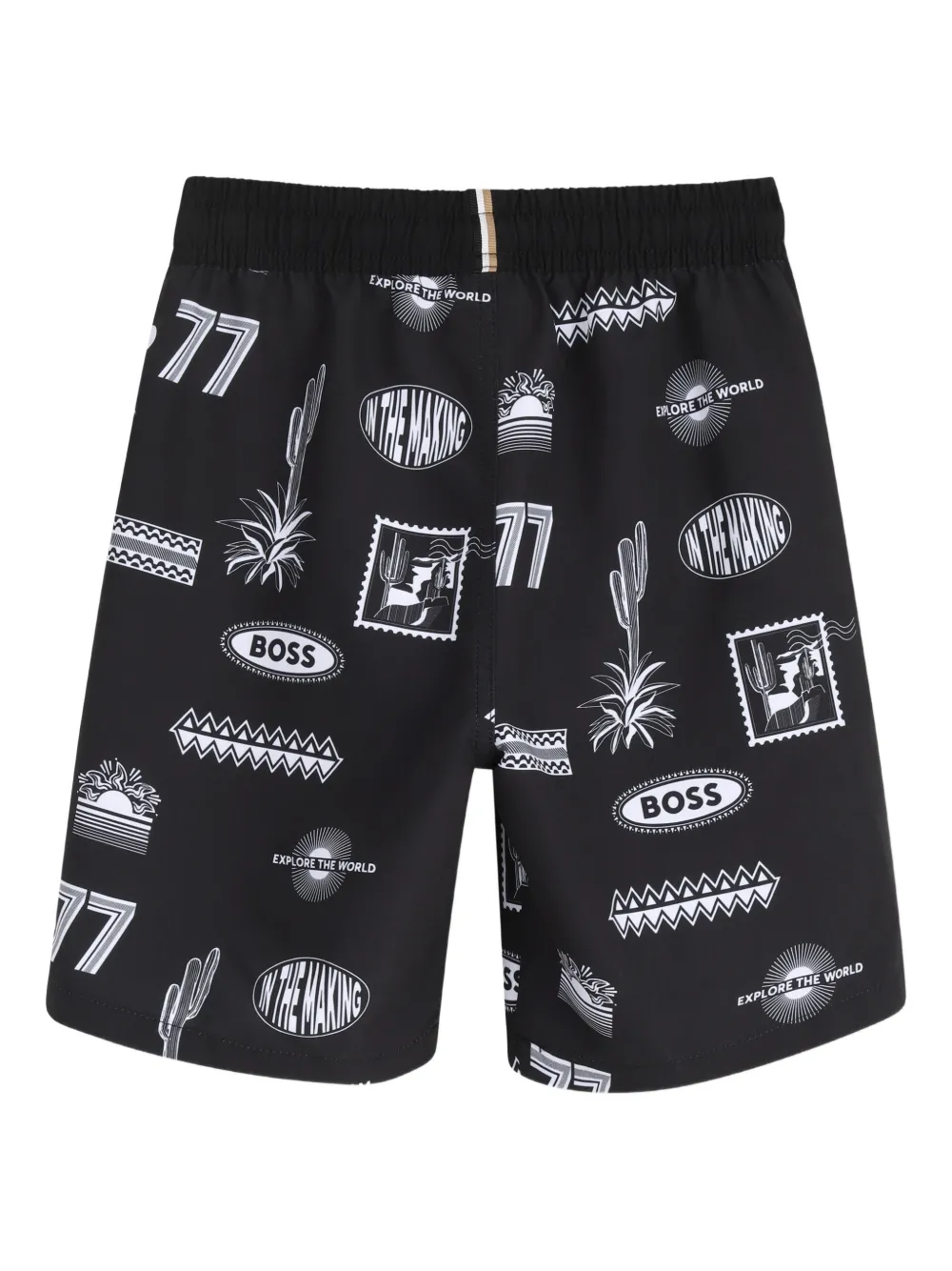 BOSS Kidswear Zwembroek met elastische taille en patroon Zwart