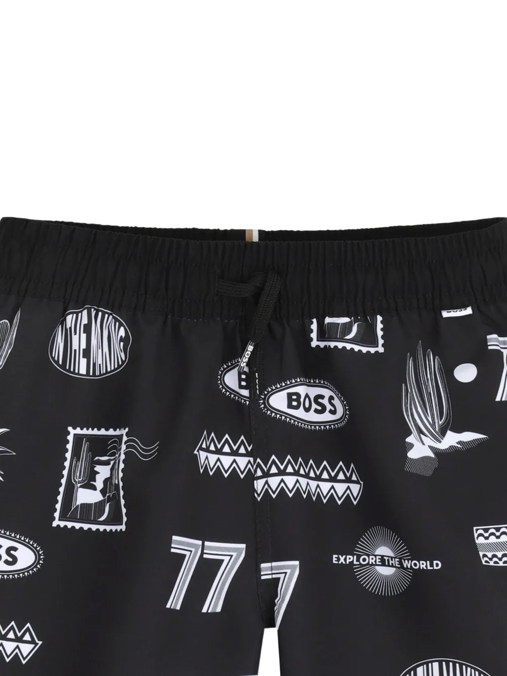BOSS Kidswear Zwembroek met elastische taille en patroon Zwart