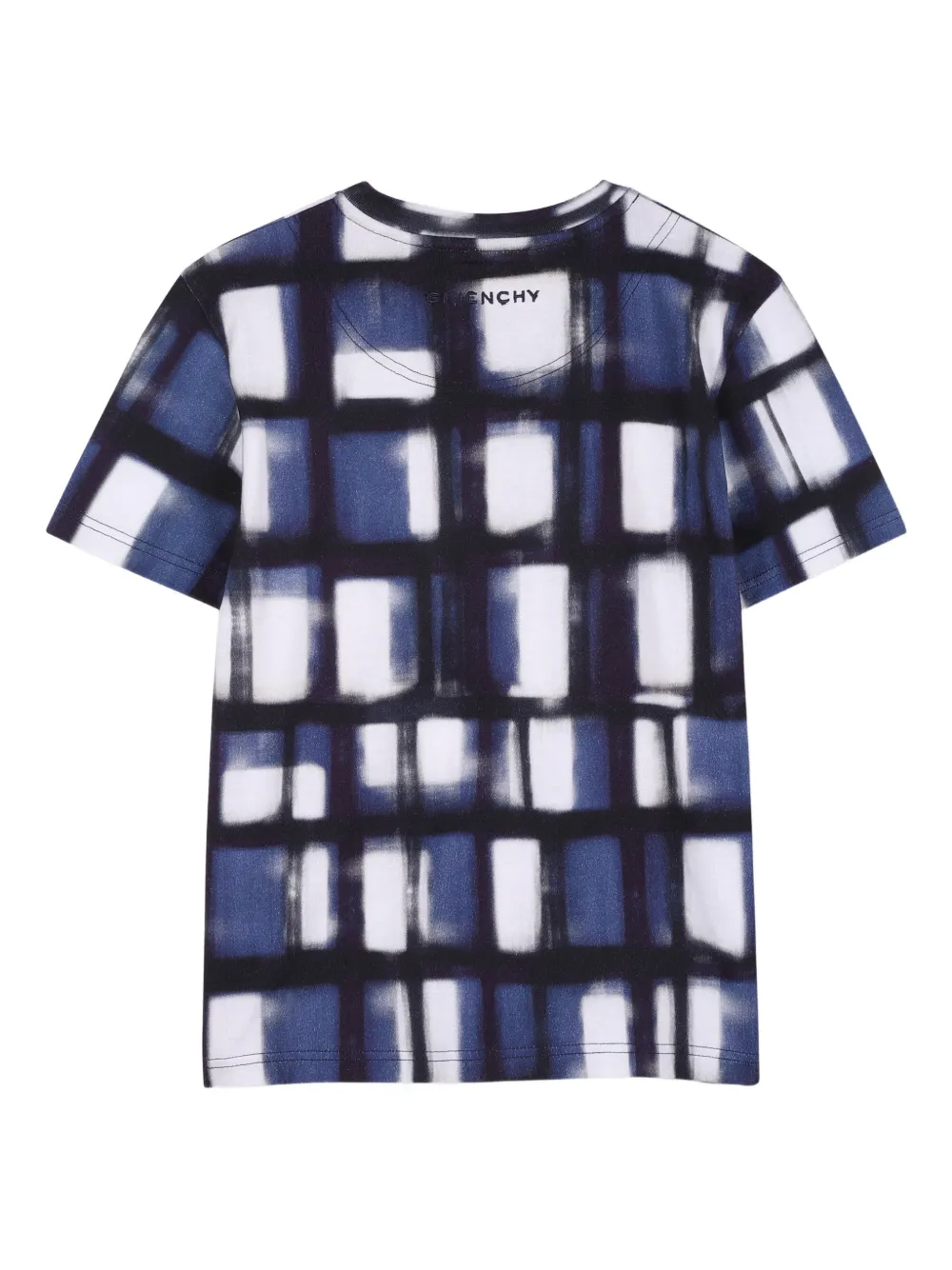 Givenchy Kids Geruit T-shirt Blauw