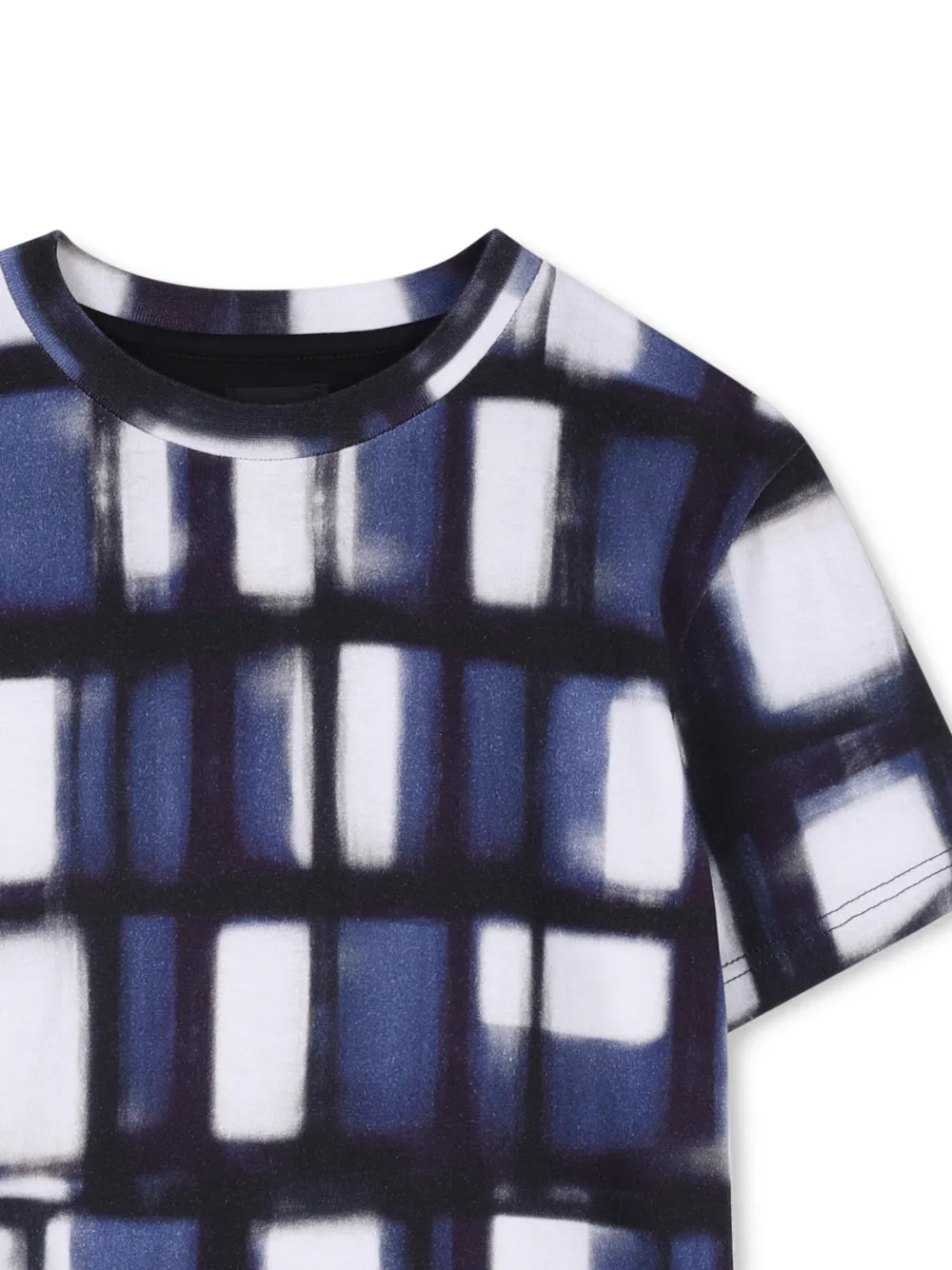 Givenchy Kids Geruit T-shirt Blauw