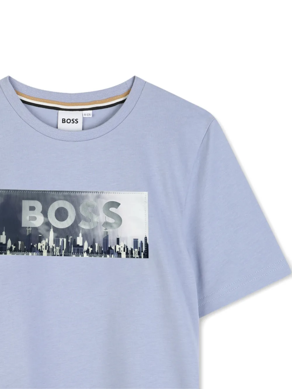 BOSS Kidswear T-shirt met logoprint en korte mouwen Blauw