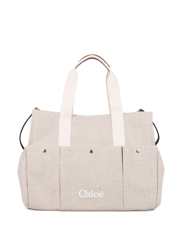 Chloé キャンバス マザーズバッグ　トイレマット付き Chloé Kids ポケット マザーズバッグ | ニュートラル | FARFETCH JP