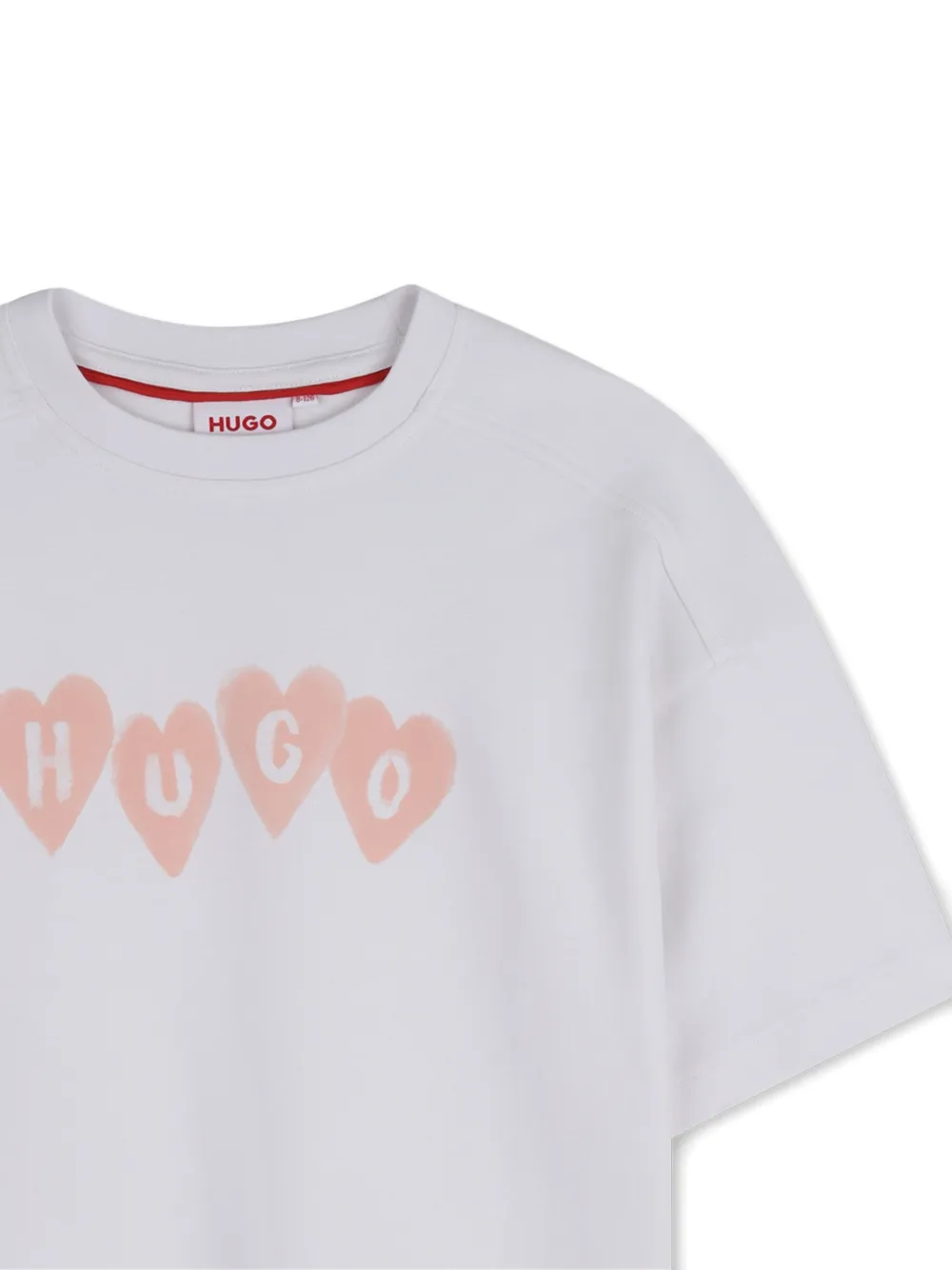 HUGO KIDS T-shirt met hartprint en korte mouwen Wit