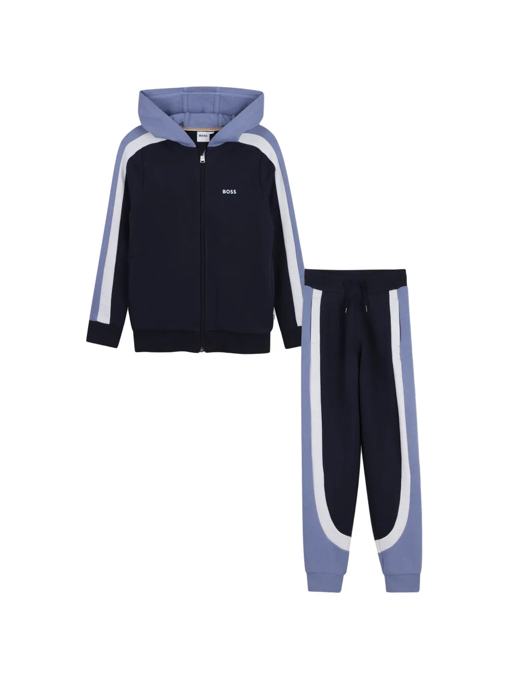 BOSS Kidswear stripe-detail hooded tracksuit set (set of two) - Blu