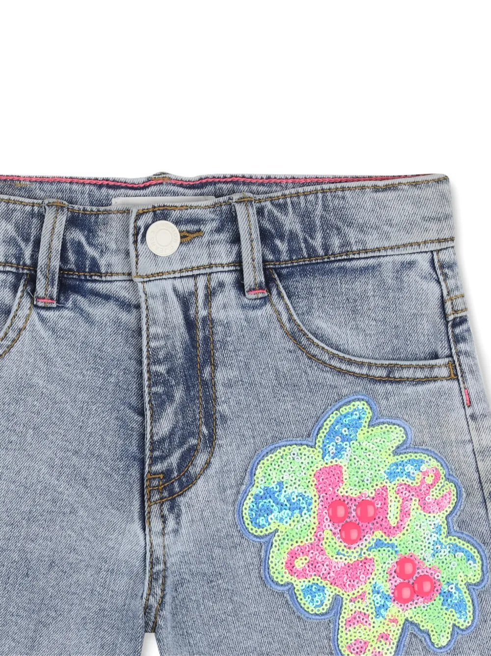Sequin-Embellished Denim Shorts