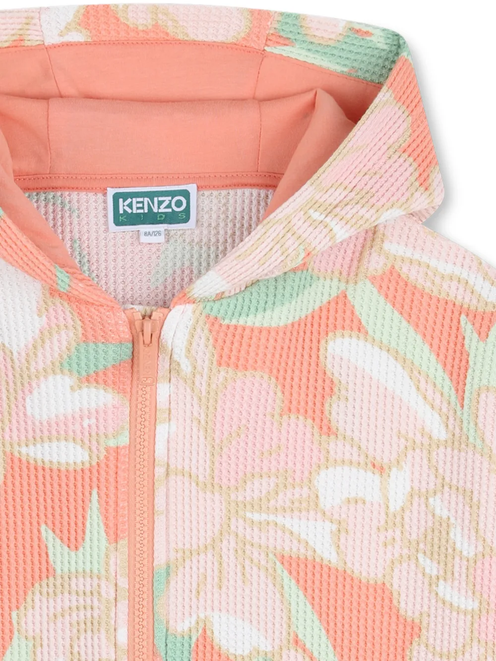 Kenzo Kids Fleece vest met rits en bloemenprint Oranje