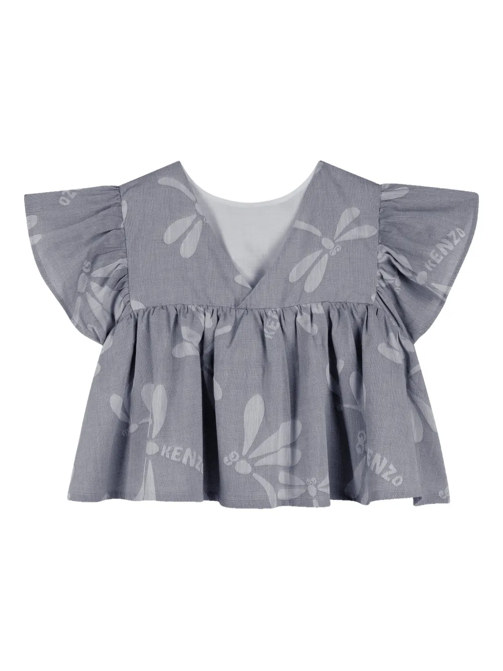 Kenzo Kids Shirt met ruches en print Grijs