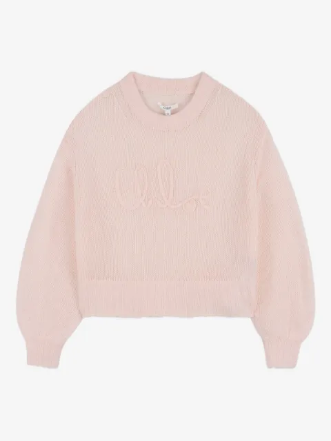 Chloé Kids embroidered long-sleeve sweater