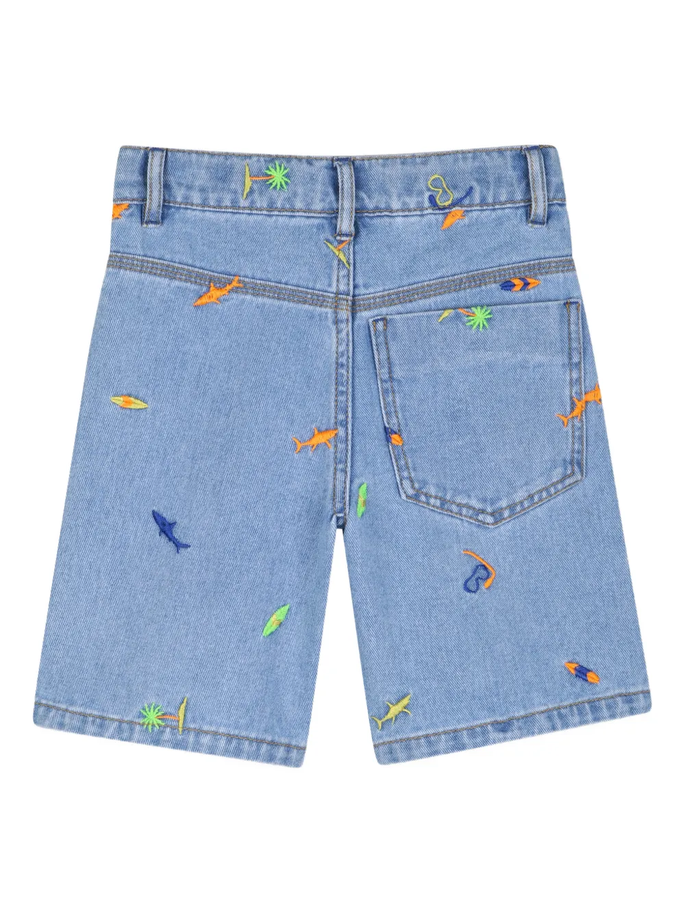  Billieblush Embroidered Denim Bermuda Shorts - Blue 