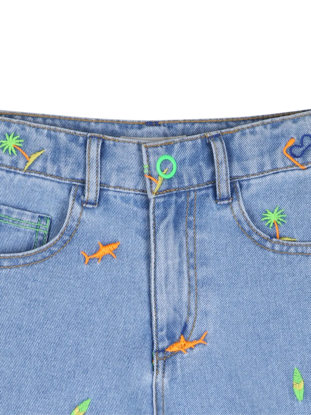  Billieblush Embroidered Denim Bermuda Shorts - Blue 
