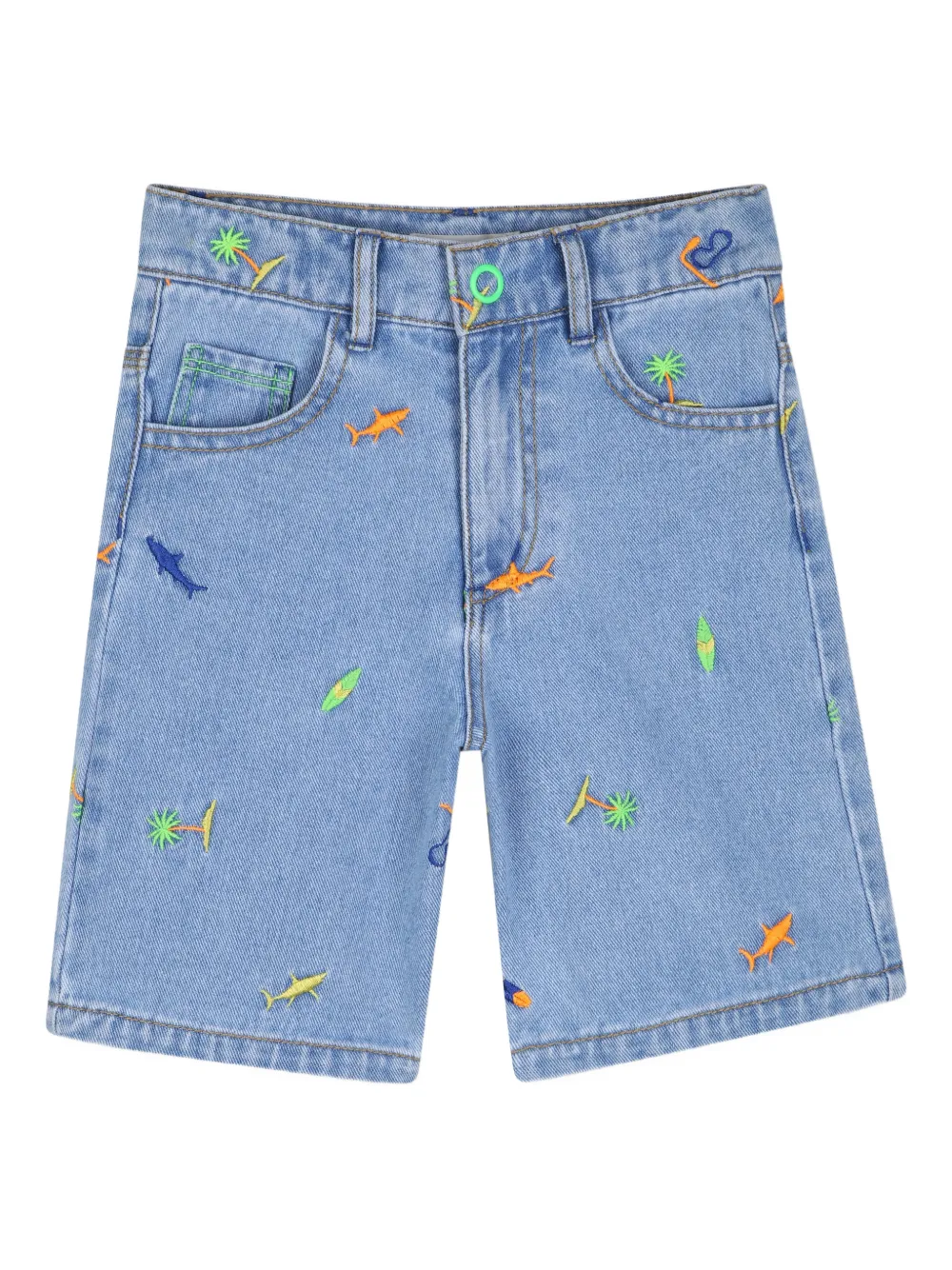 Billieblush embroidered denim bermuda shorts - Blue