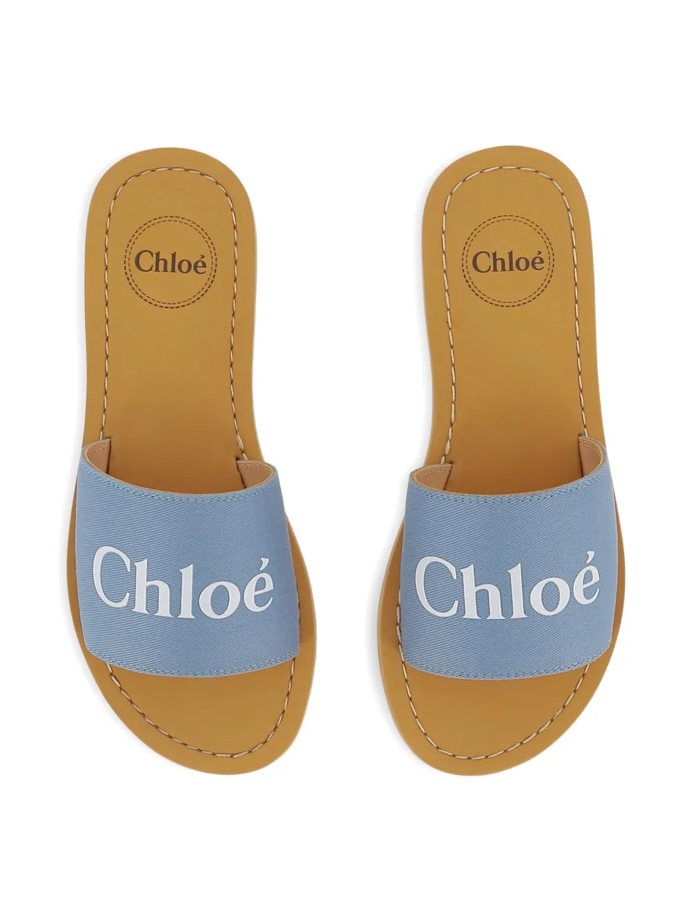 Chloé Kids Sandalen met logoprint Blauw