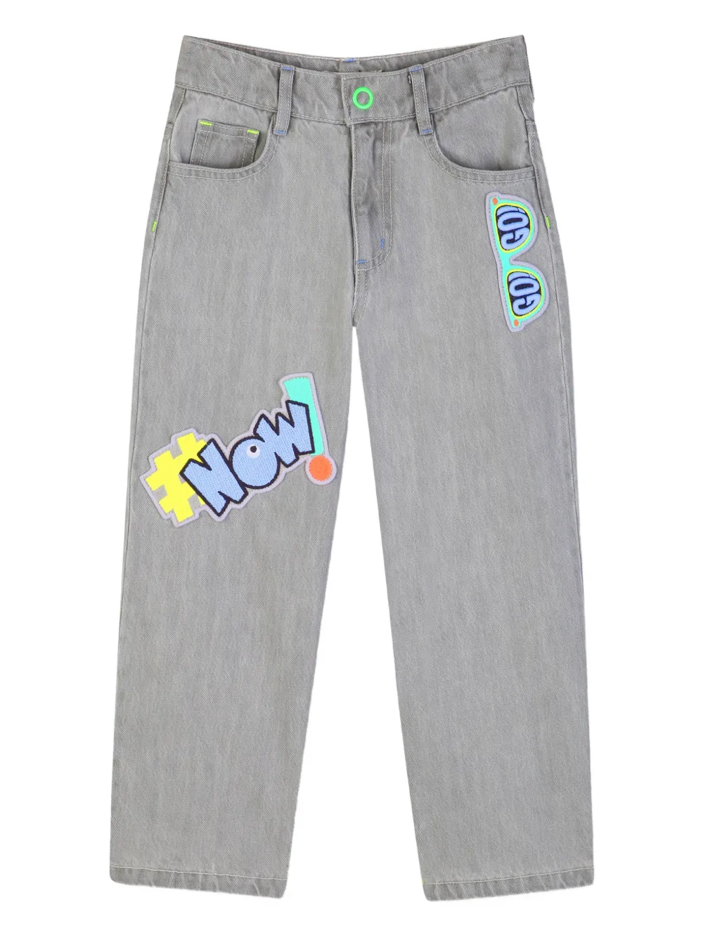 Billieblush Pantaloni denim con applicazione - Grigio