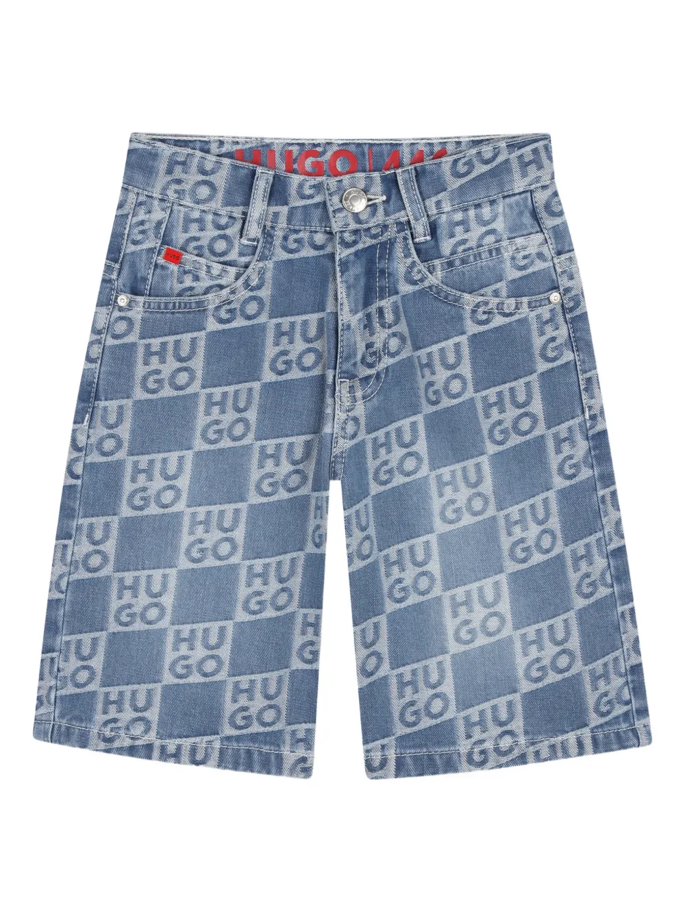 HUGO KIDS Shorts denim con logo - Blu