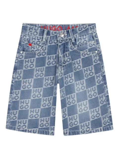 HUGO KIDS short en jean à motif monogrammé