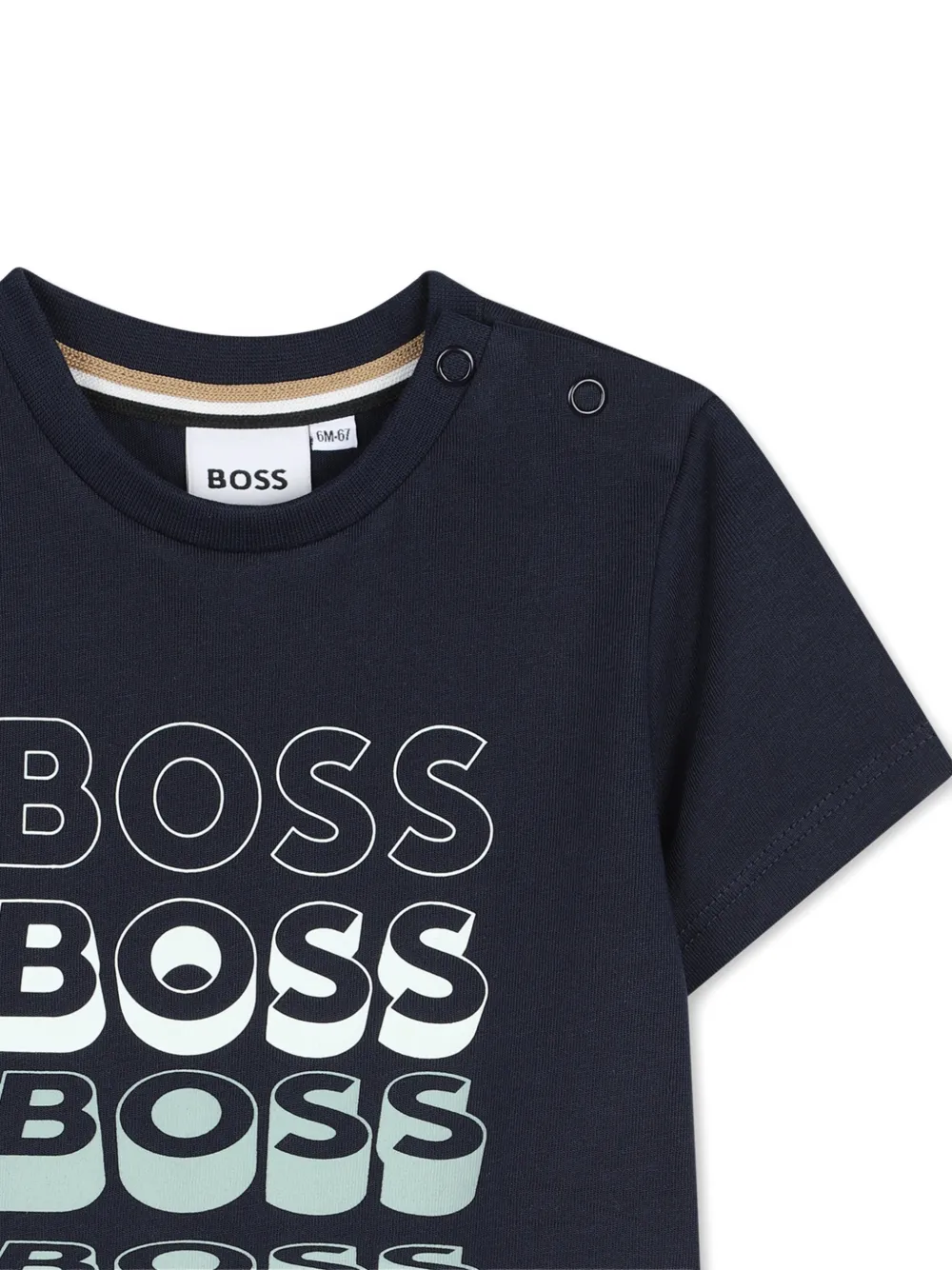 BOSS Kidswear T-shirt met ronde hals Blauw