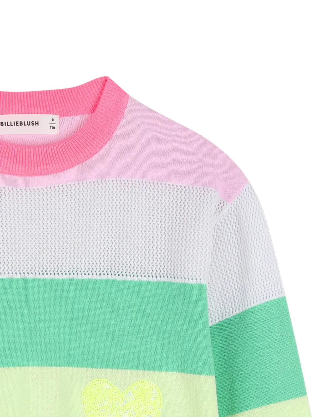  Billieblush Striped-pattern Heart-appliqué Sweater - Pink 