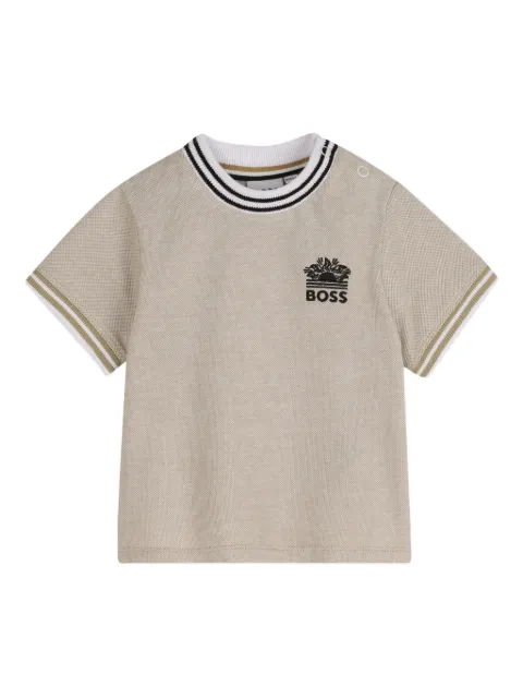 BOSS Kidswear striped-trim short-sleeved T-shirt