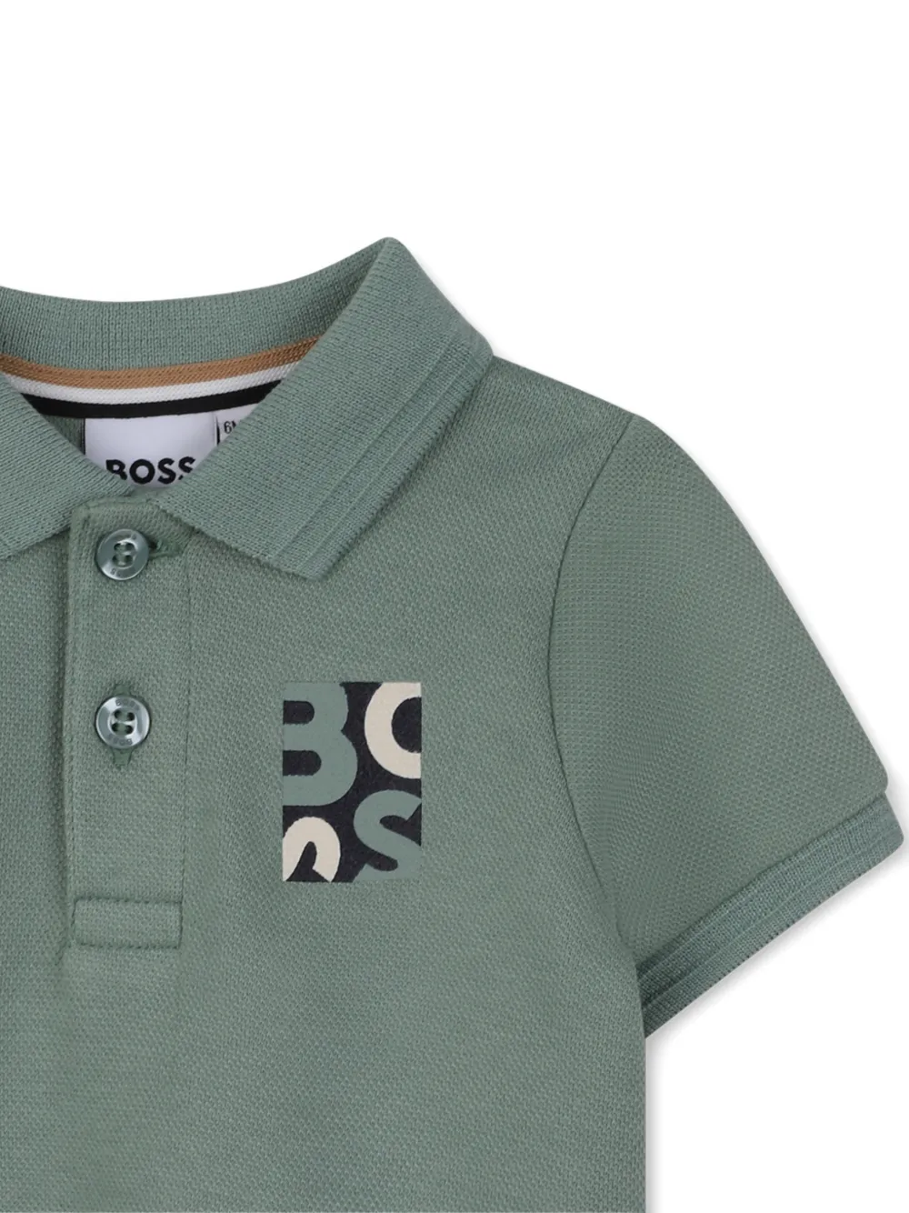 BOSS Kidswear Poloshirt met korte mouwen en knopen Groen