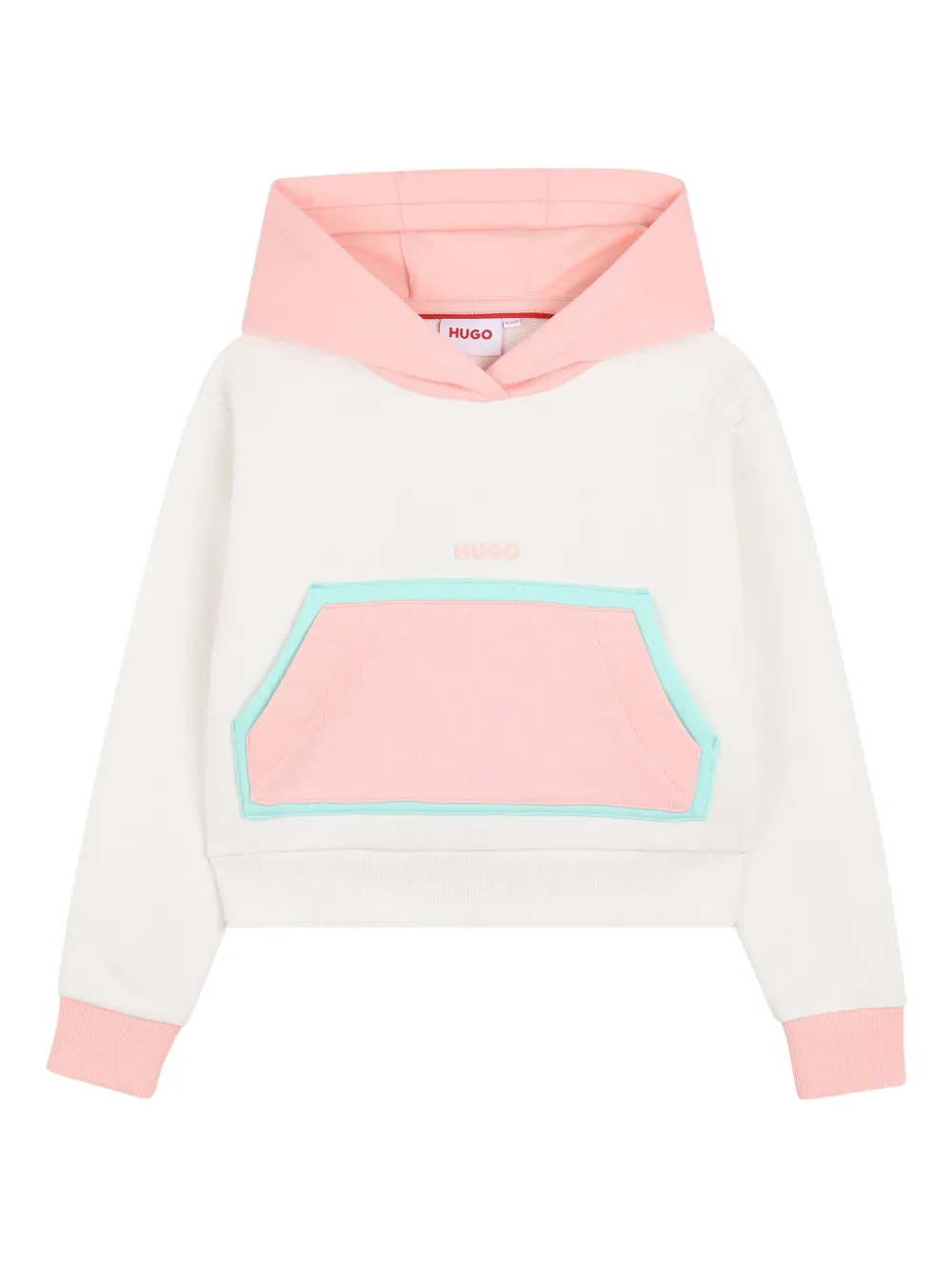 HUGO KIDS Felpa con design color-block e cappuccio - Bianco