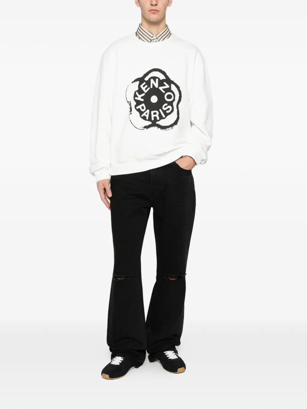 Kenzo floral-logo print sweatshirt - Wit