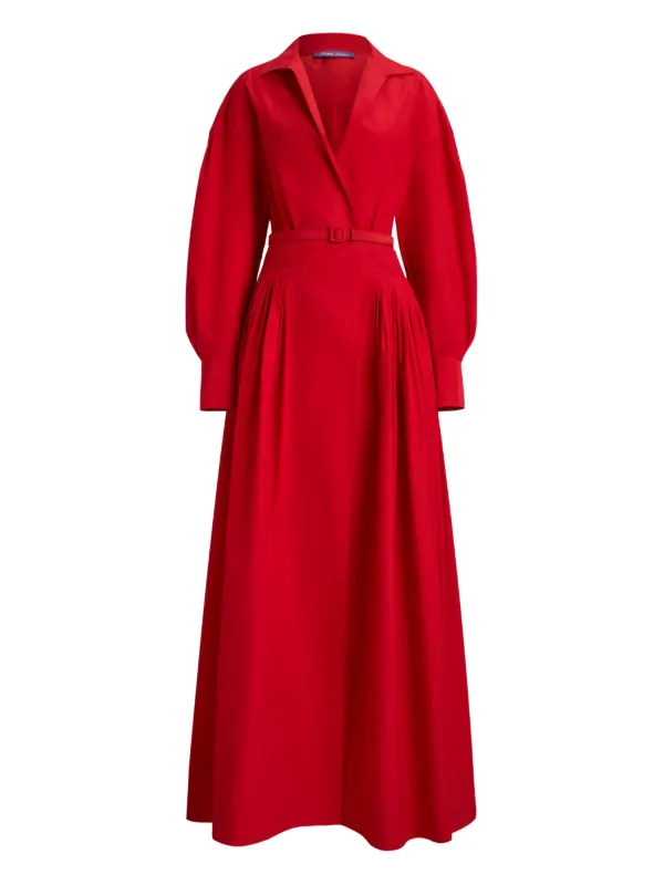 ralph lauren red wrap dress Ralph Lauren Collection - Daley point-collar maxi dress - women - Cotton/Polyester - 2