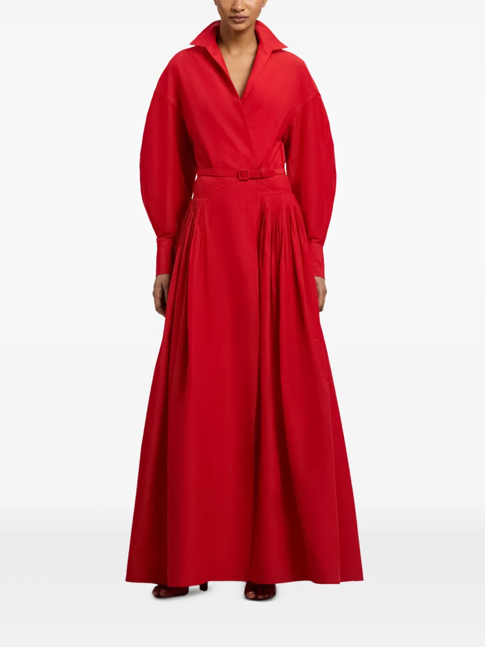 Ralph Lauren Collection Daley maxi-jurk met puntkraag Rood