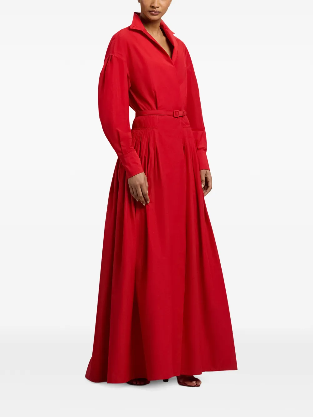 Ralph Lauren Collection Daley maxi-jurk met puntkraag Rood