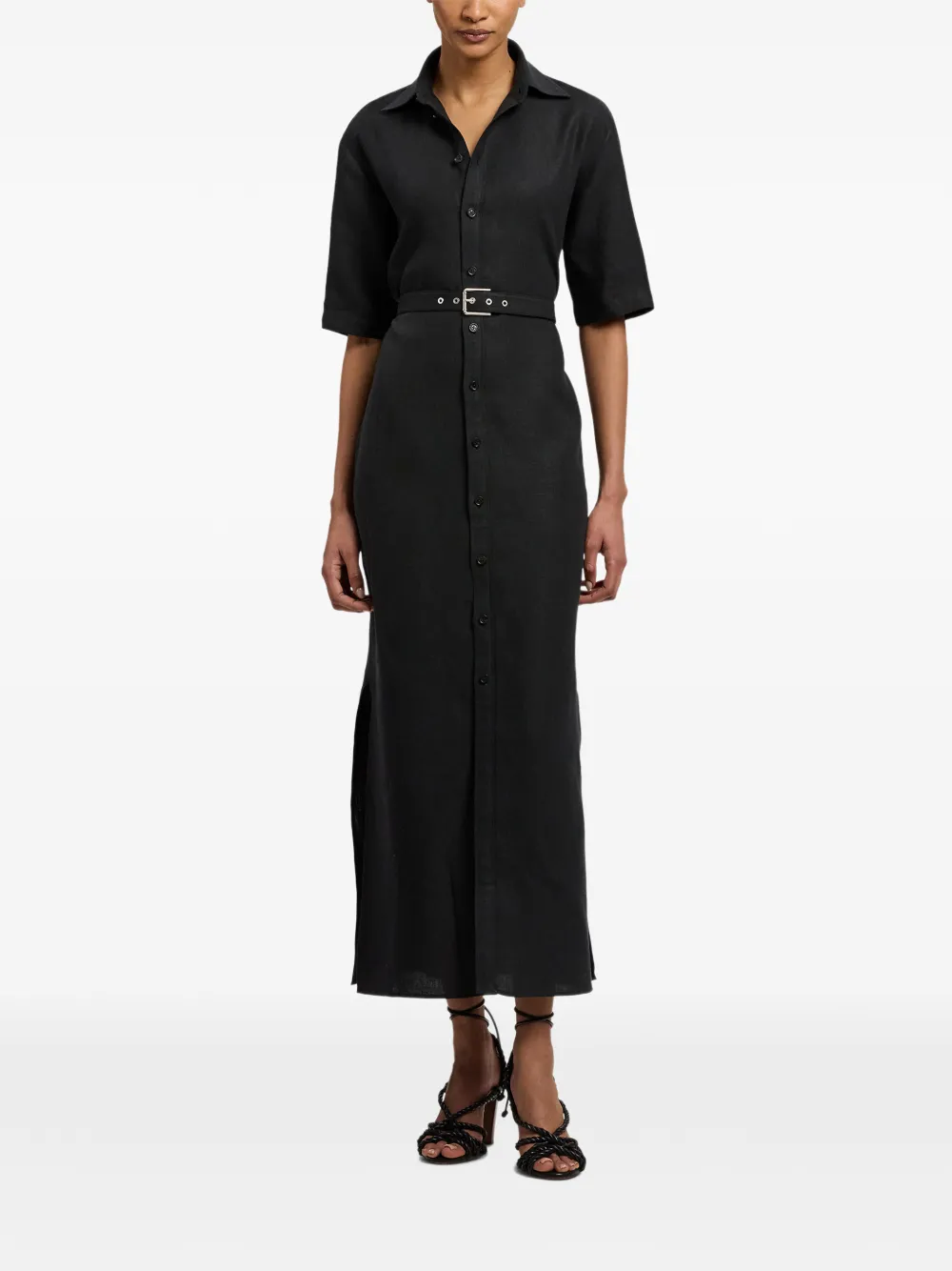 Ralph Lauren Collection Carol maxi-blousejurk met gesp Zwart