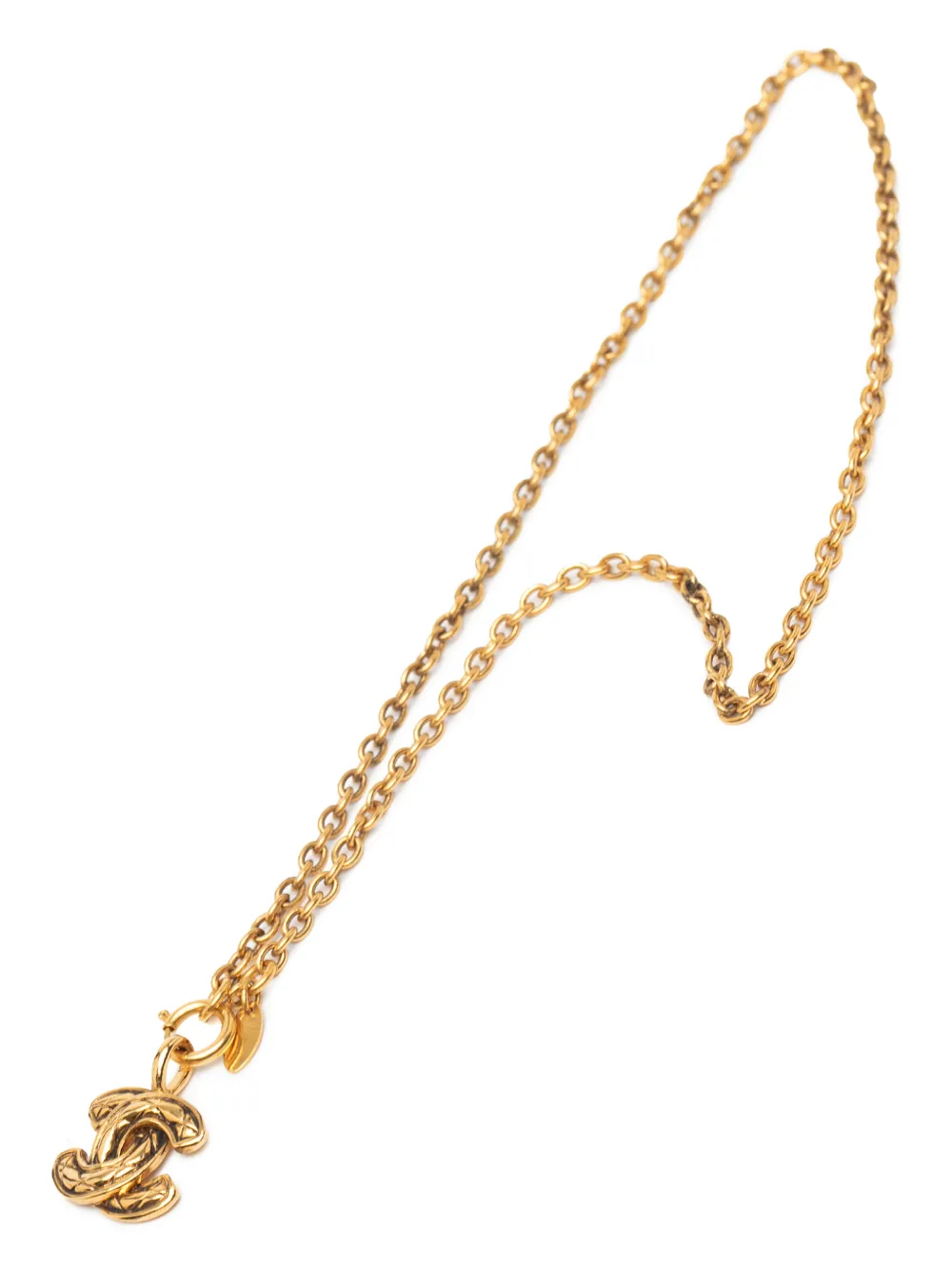 CHANEL Pre-Owned 1970-1980 Gold Plated Quilted CC Pendant Necklace costume necklace - Oro