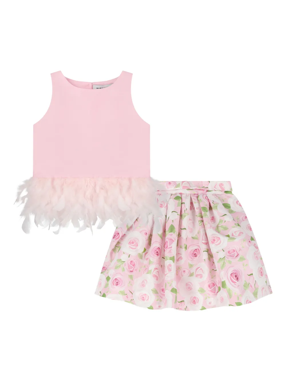 MAMA LUMA KIDS feather roses skirt set - Rosa