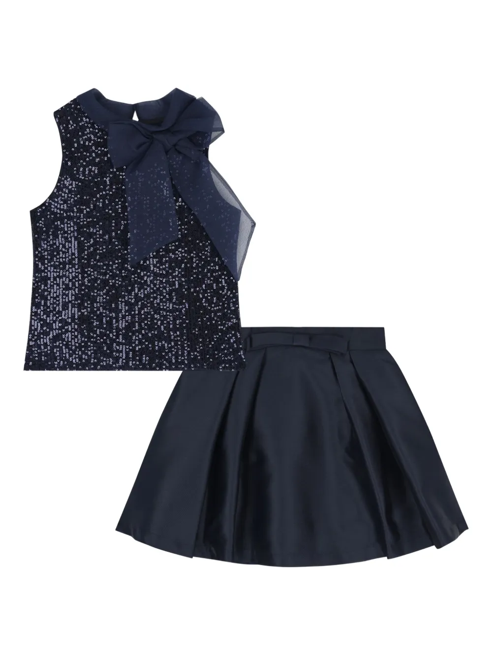 MAMA LUMA KIDS bow sequin skirt set - Blu
