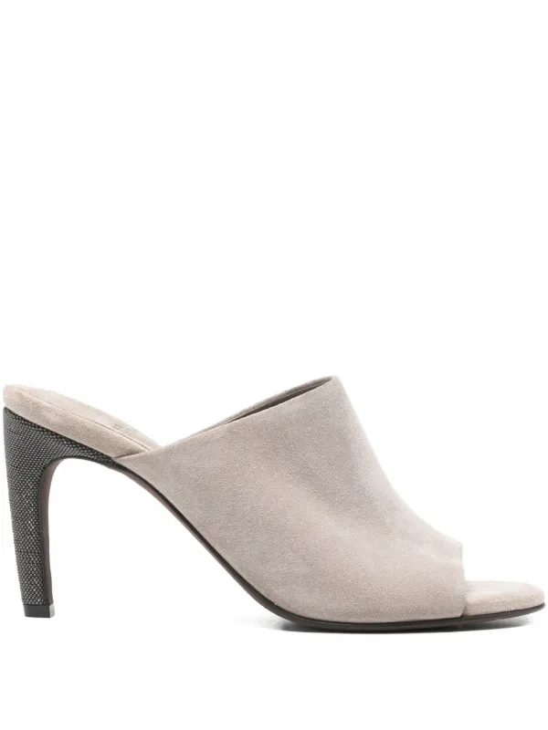 Brunello Cucinelli Open Toe Embellished Sandals in Neutrals