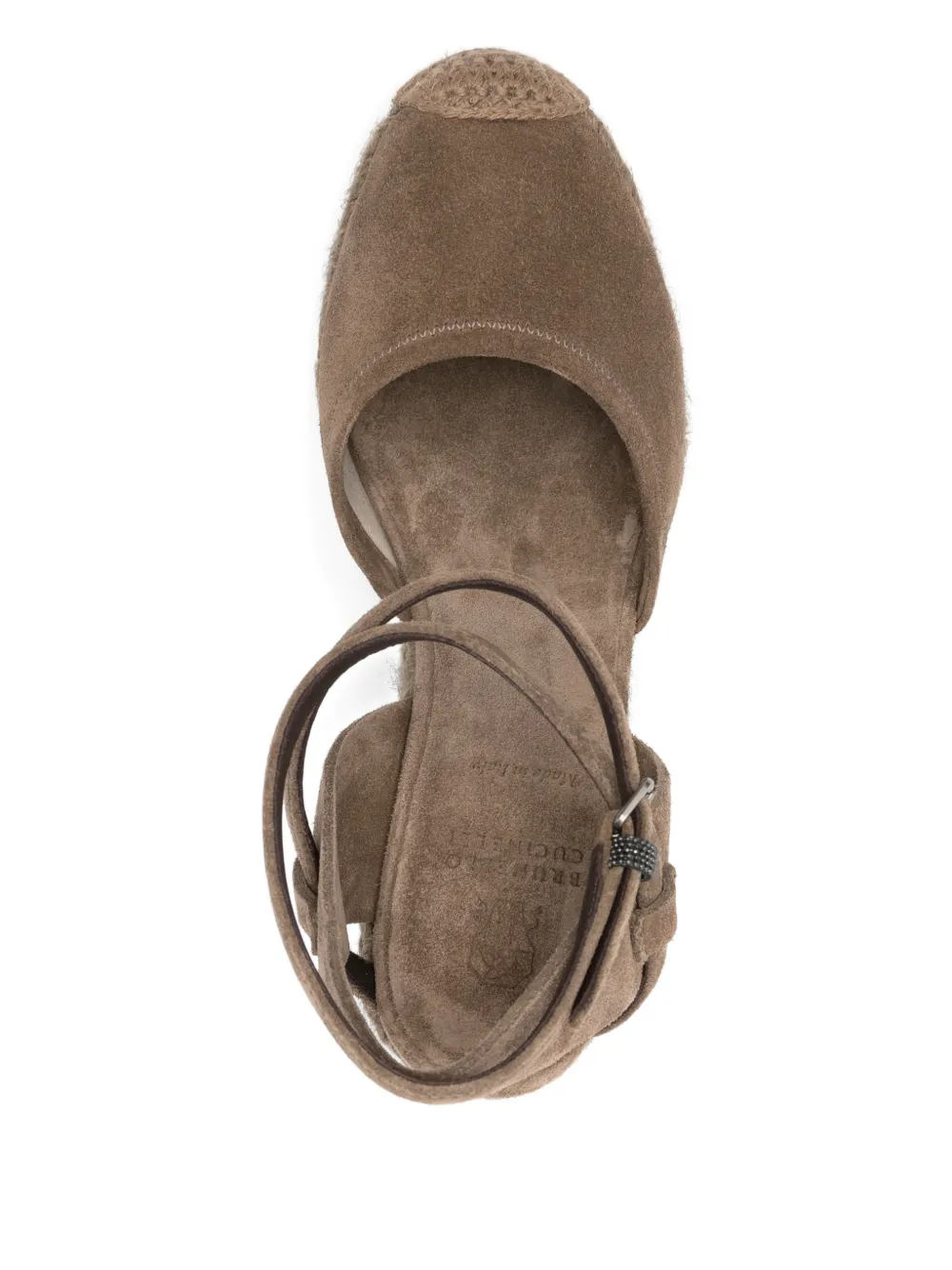 Brunello Cucinelli Espadrilles met enkelbandje en hak Bruin