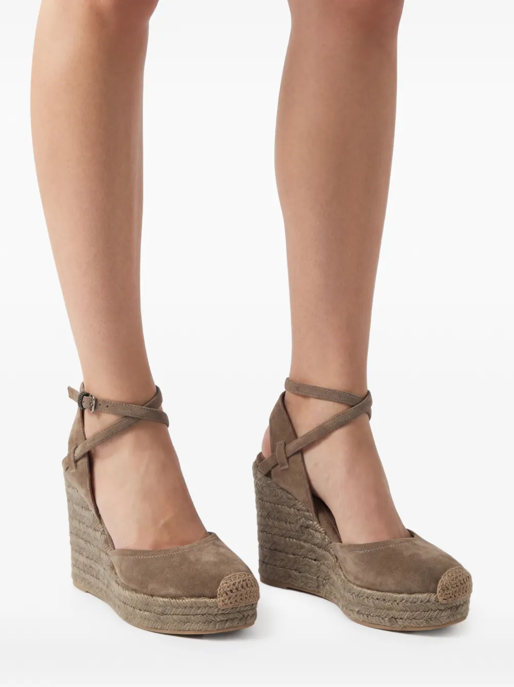 Brunello Cucinelli Espadrilles met enkelbandje en hak Bruin