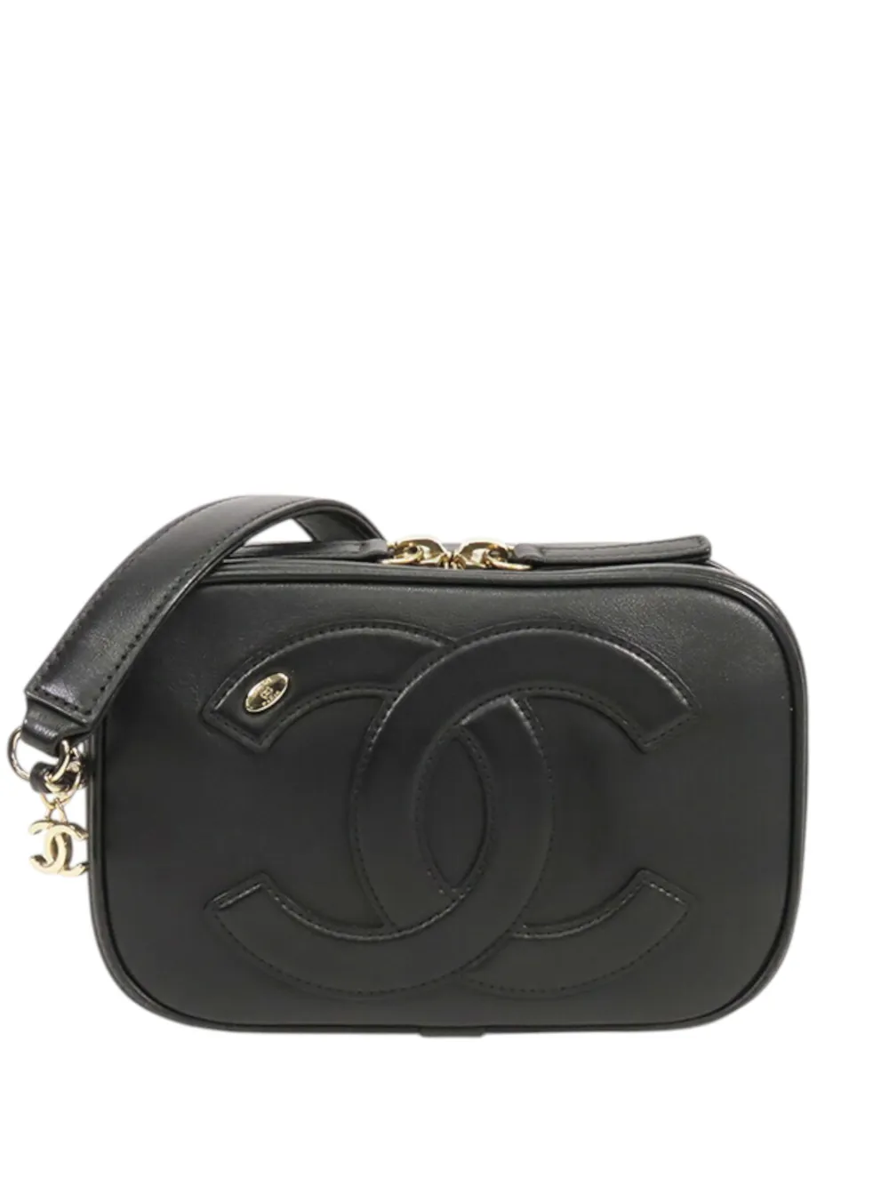 Pre-owned Chanel 2019 Lambskin Cc Mania Camera Bag Crossbody Bag In Black