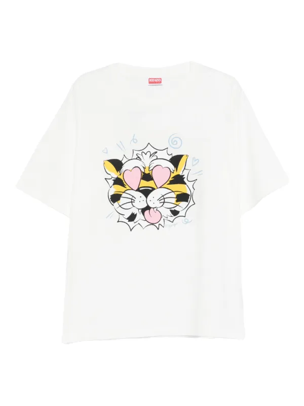 KENZO Tシャツ ホワイト タイガー柄 Kenzo タイガープリント Tシャツ | ホワイト | FARFETCH JP