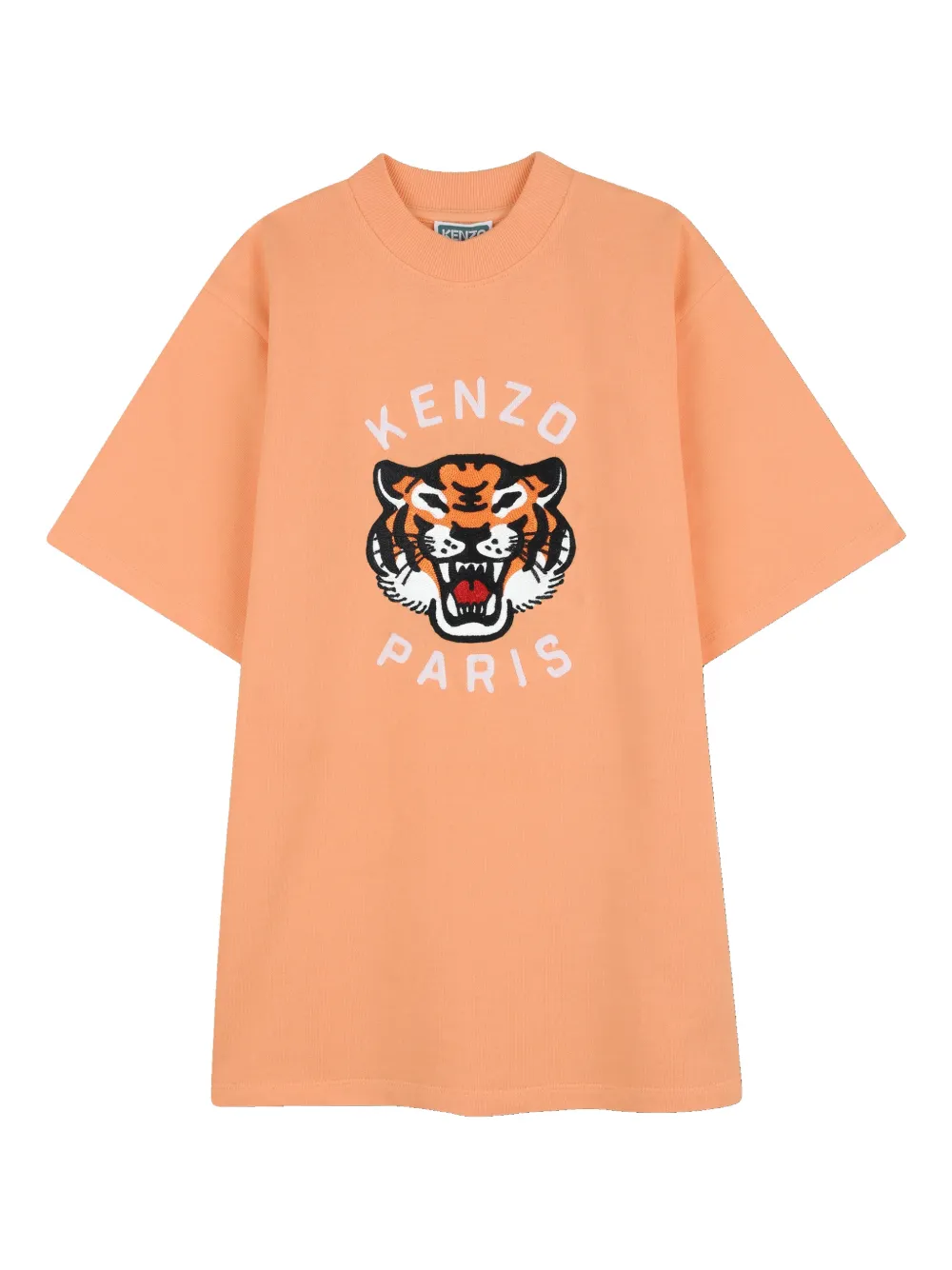 Kenzo Kids Abito con ricamo Tiger Head - Arancione