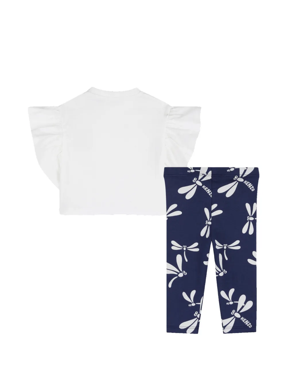 Kenzo Kids Shorts set met libelle print en ruches Wit